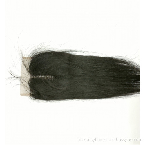 LAN DAISY for Black Women  4*4 T Part half hand made Closure Indian Human Hair Silky Straight Wave Hair  Toupee